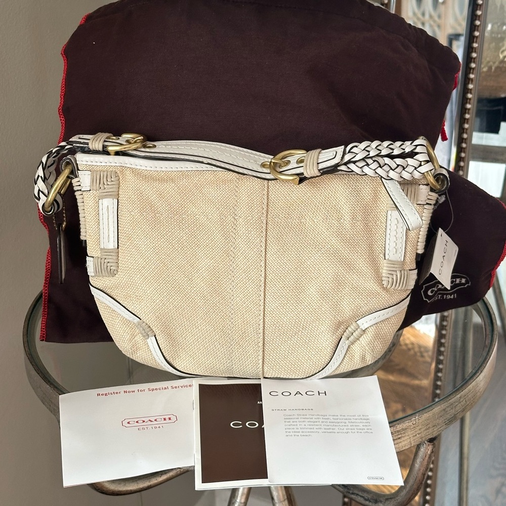 Coach Angora Straw Vintage Hobo Bag NWT 4710 Braided Handle Detailing